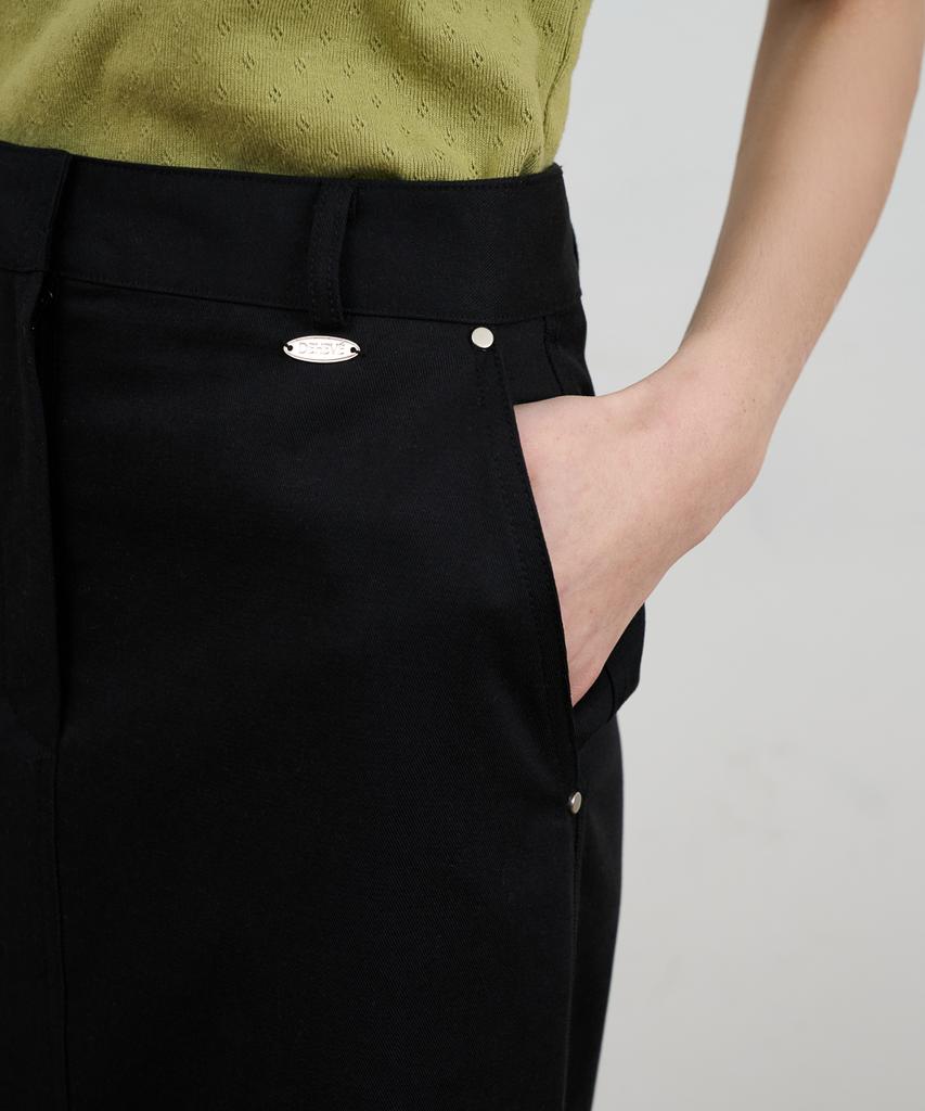 Dehebe Minimal Cotton Long Skirt [Black]