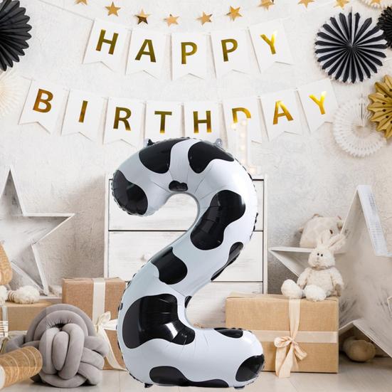 Воздушный шар с номером коровы, большой удобный складной детский день рождения, черно-белый узор, номер коровы
