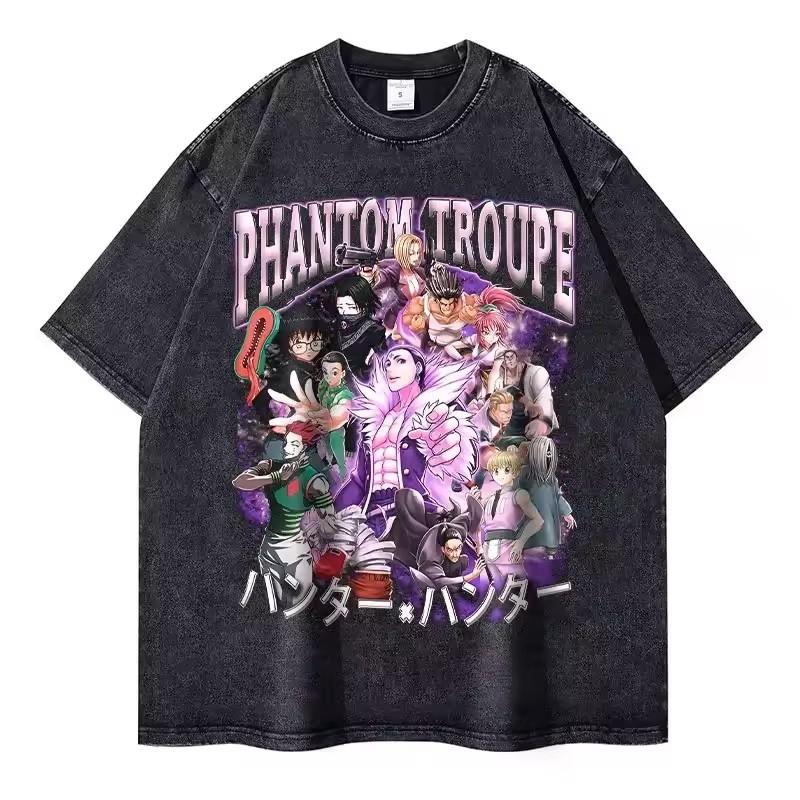 Anime Hunter x Hunter Kurapika Print Tshirt Men Women Clothing Cotton Short Sleeve Tees Harajuku Washed Oversized TShirt
