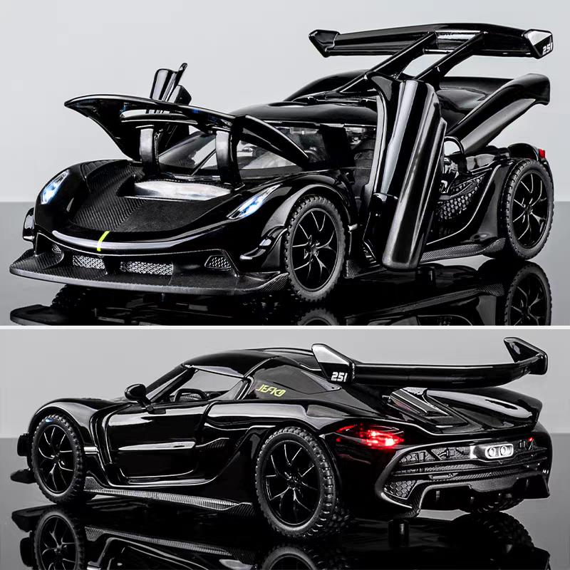 Koenigsegg Jesko Attack Суперкар Симуляция Литые и Игрушечные Транспортные Средства Звуки и Свет Машинка с Инерционным Двигателем 1:32 Подарки из сплава для детей