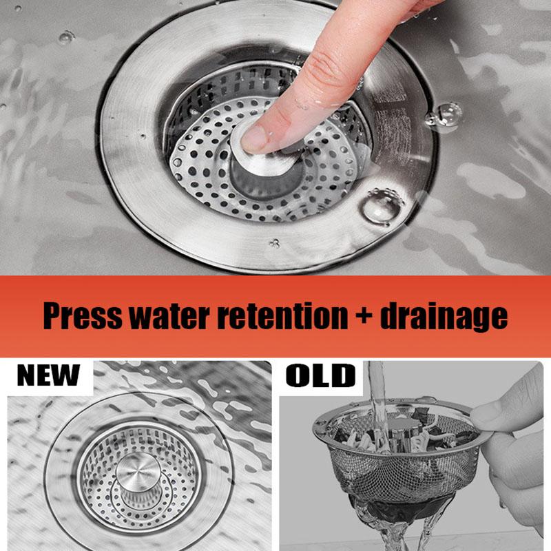 Фильтр для слива кухонной раковины, заглушка для раковины из нержавеющей стали 304, 3 в 1, предотвращение засоров и запахов