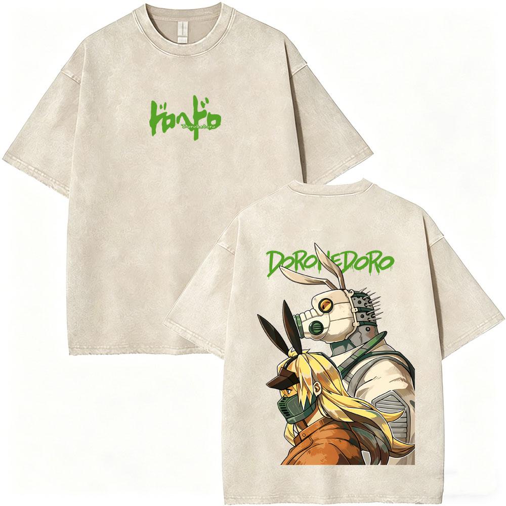 Japanese Anime Dorohedoro Kai Vintage Washed T-shirt   Cool ga Graphic T-shirts 's Gothic Rock Horror T Shirt