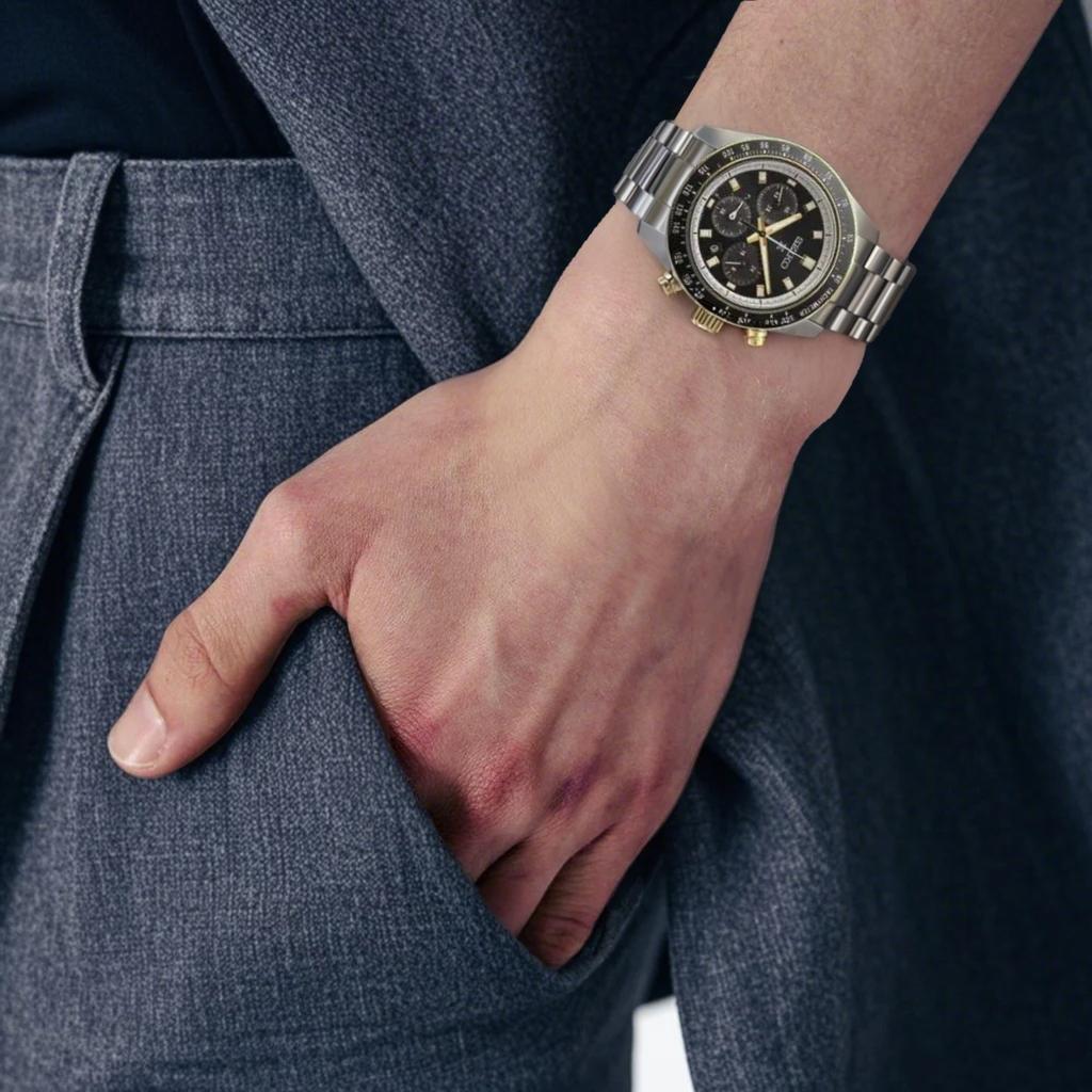 Seiko Prospex Часы с солнечным кварцевым механизмом и стальным ремешком 41,4 мм Мужские часы Черный циферблат SSC941P1