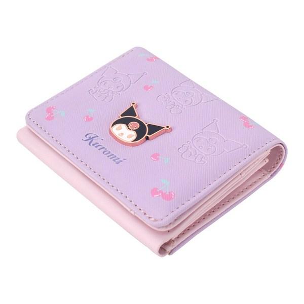 Sanrio Kuromi, простой кошелек для женщин, юниоров, мини-тонкий кошелек для транспорта, половина кошелька, подарок