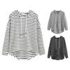 Пуловерная рубашка в полоску с принтом, свободная полиэстеровая эластичная повседневная женская толстовка с капюшоном для дома