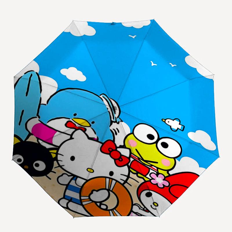 1pc Hello Kitty Beach Umbrella - Automatic Opening/Closing, Portable Folding Design, 8-Rib Iron Frame, Outdoor Umbrella, Ideal Gift for Fans, Traveler