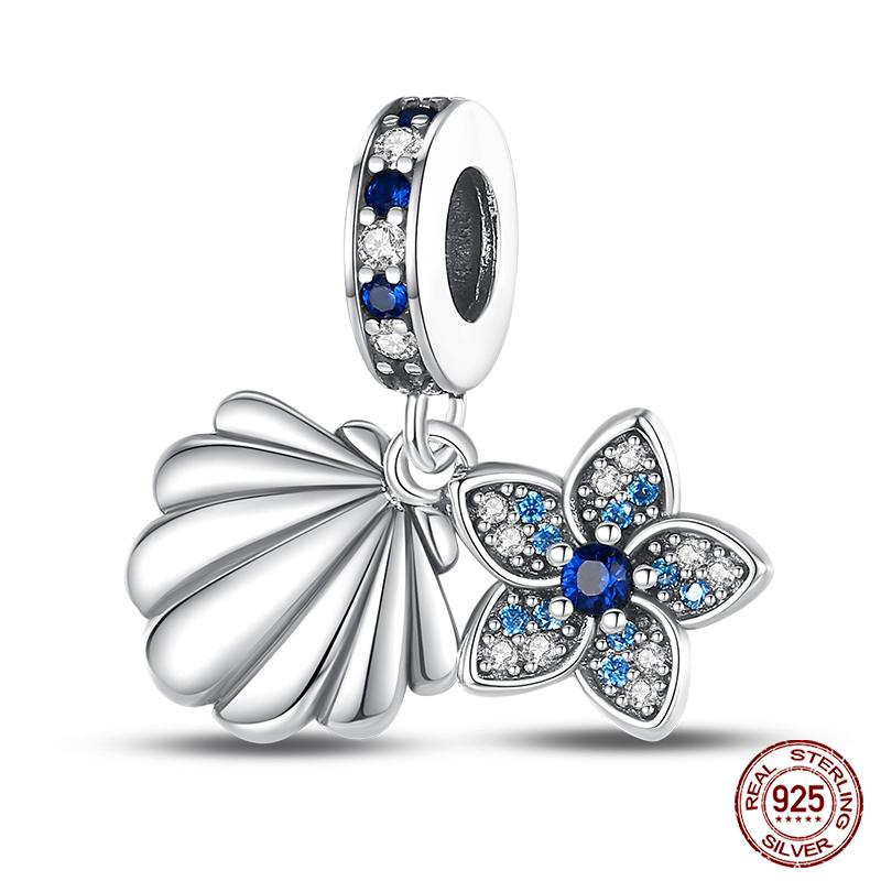 100% настоящие посеребренные бусины серии Ocean, черепаха, краб, русалка, подходят оригинальные браслеты «сделай сам», ювелирные изделия, подарки