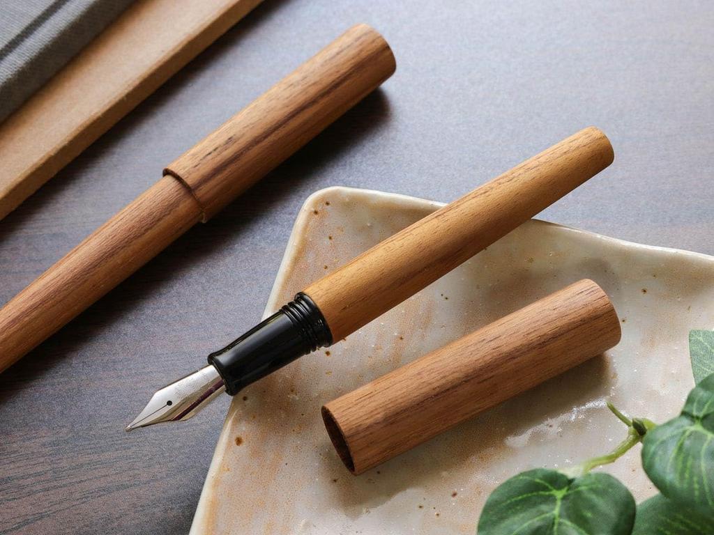 WANCHER Sekaiju Перьевая ручка из тикового дерева, тщательно отобранного из лучших пород дерева, Перьевая ручка экстратонкого письма, Корпус, Мировая [WANCHER Pen] (EF (Позолоченный))