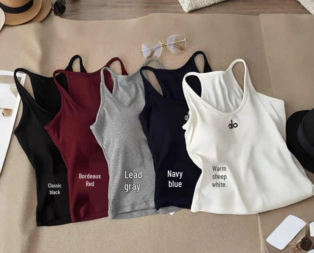 Камисоль с вышивкой в виде надписи кистью в стиле ранней осени: Классическая, универсальная, однотонная утягивающая майка-борцовка