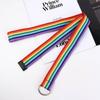 Long Men Belt D-shaped Buckle Canvas Waist Belt Gift Rainbow Canvas Belt Male