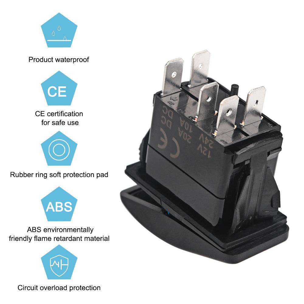 12V 24V Car Boat Truck Light Toggle Switch 5PIN SPST Waterproof Switch ON OFF Button Switch for Motorcycles Bus Vehicle Relays 5