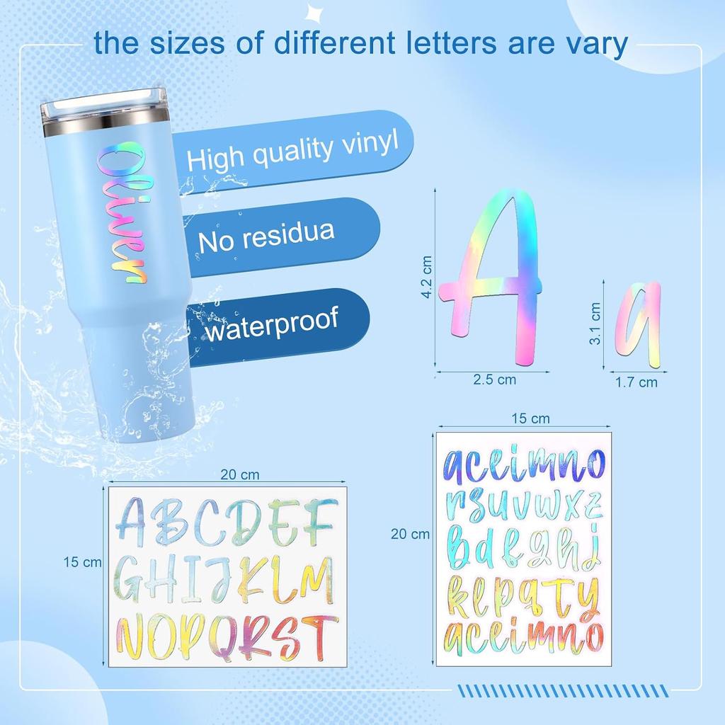 6 Sheets UV DTF Cup Wrap Waterproof Letter Stickers, Laser