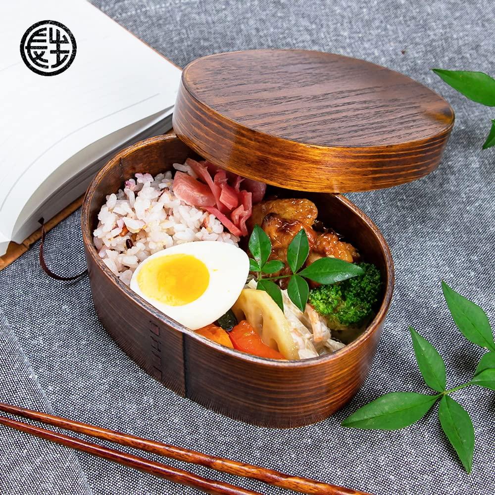 Osaka Choseido Magewappa Bento 1 with Lunch Band Beige Band Included Box, Oval, Tier, Divider, Included, Small, 450cc,