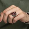 Exquisite 925 Sterling Silver Ruby Men's Ring – Timeless Elegance and Rich Hues - Turkish Handcraft Silver Men Ring