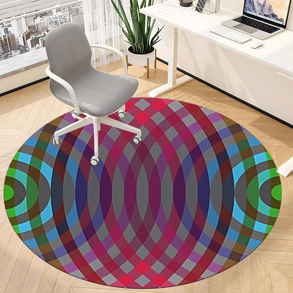 1pc Optical Illusion Chair Carpet for Office, Indoor Non Slip Washable Polyester Fiber Carpet,