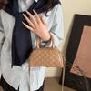 Rhombus Portable Small Bag Women's 2025 Summer New Textured Boston Pillow Bag Korean Foreign Style Messenger Bag