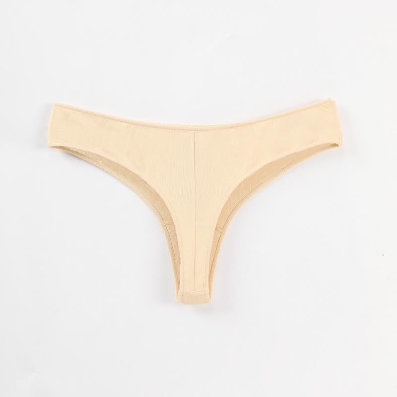 Женские однотонные трусики-стринги с низкой посадкой, хлопковые трусы, удобные трусики