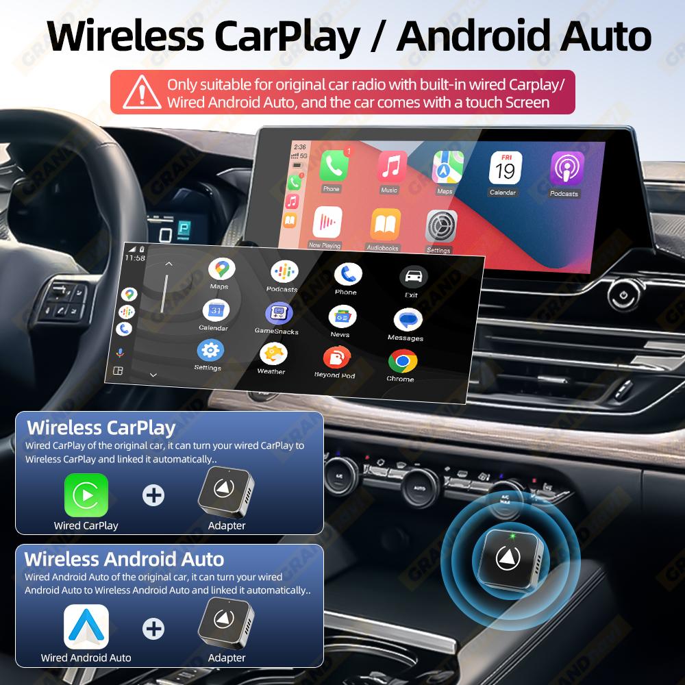Беспроводной адаптер CarPlay 2 в 1, беспроводной адаптер Android Auto, AI Smart Box, автомобильные интеллектуальные системы для автомобиля с проводным CarPlay