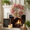 Round Shape Colorful Eucalyptus Wreath Lifelike Vivid Colors Spring Flower Wreath Handmade With Bow Front Gate Wreath Home Decor