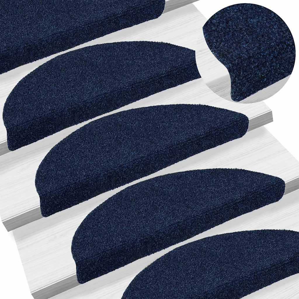 Self Adhesive Stair Treads 5 pcs 56 x 17 x 3 cm Navy Blue Semi Round