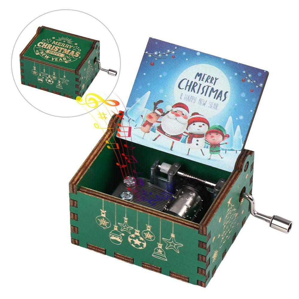 Gifts Wooden New Year Musical Boxes Music Box Merry Christmas Hand Crank