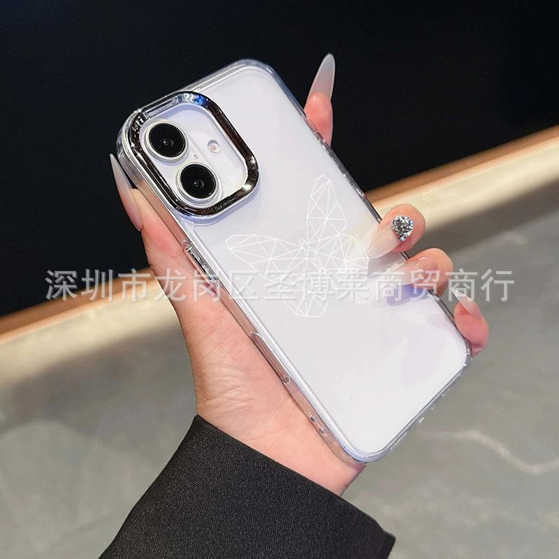 Чехол для мобильного телефона iPhone15promax с рисунком бабочки Apple 16 гальванизированная фоторамка 14/13 защитный чехол 17