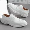 Large Size 46 Men's Heightening Brock White Leather Shoes Korean Version Dance New Casual Fashion Lace-up Men's Shoes