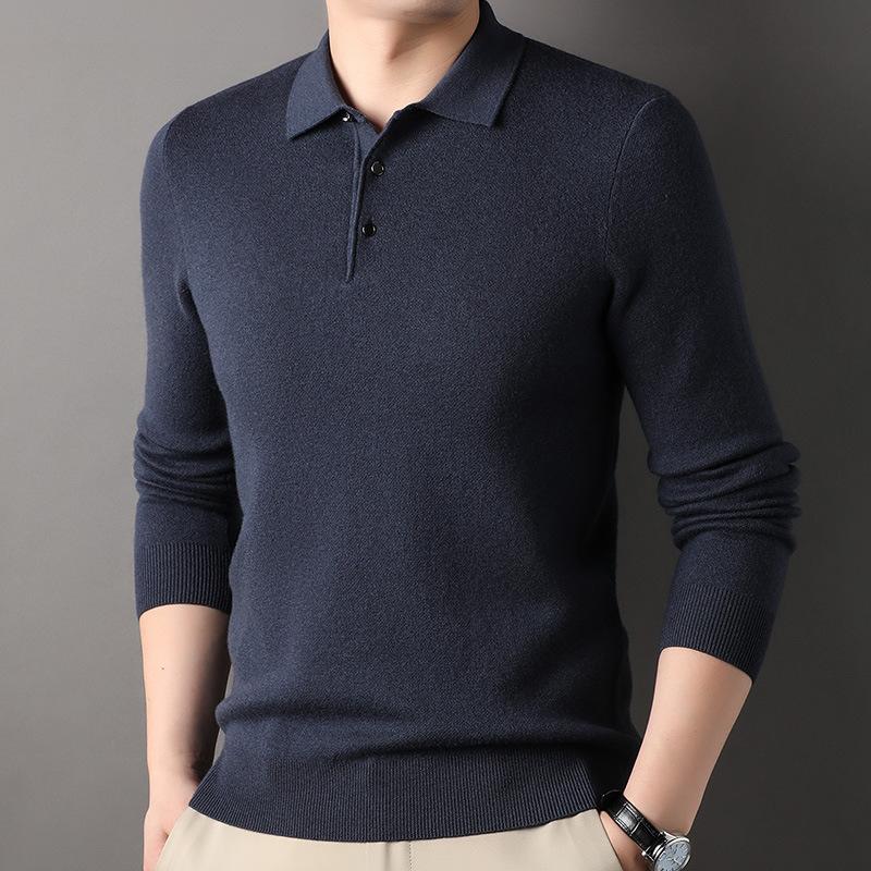 Весенне-осенний кардиган мужской свитер с лацканами 100% чистая шерсть свитер нижняя рубашка папа топ мужская одежда