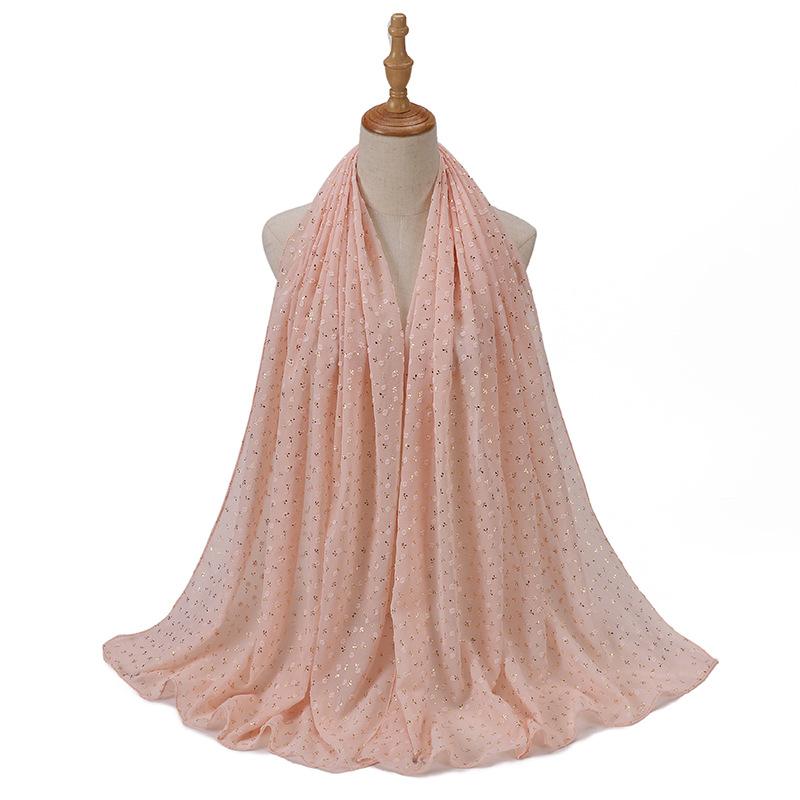 Шарф с жемчугом и штампами из шифона для женщин, однотонный хиджаб для головы, головной платок, однотонные шали, повязка на голову, Foulard Femme, мусульманский хиджаб