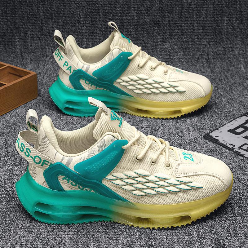 Мужская обувь летняя новая на толстой подошве сетчатая fly-knit дышащая нескользящая мужская папина увеличивающая рост спортивная беговая обувь