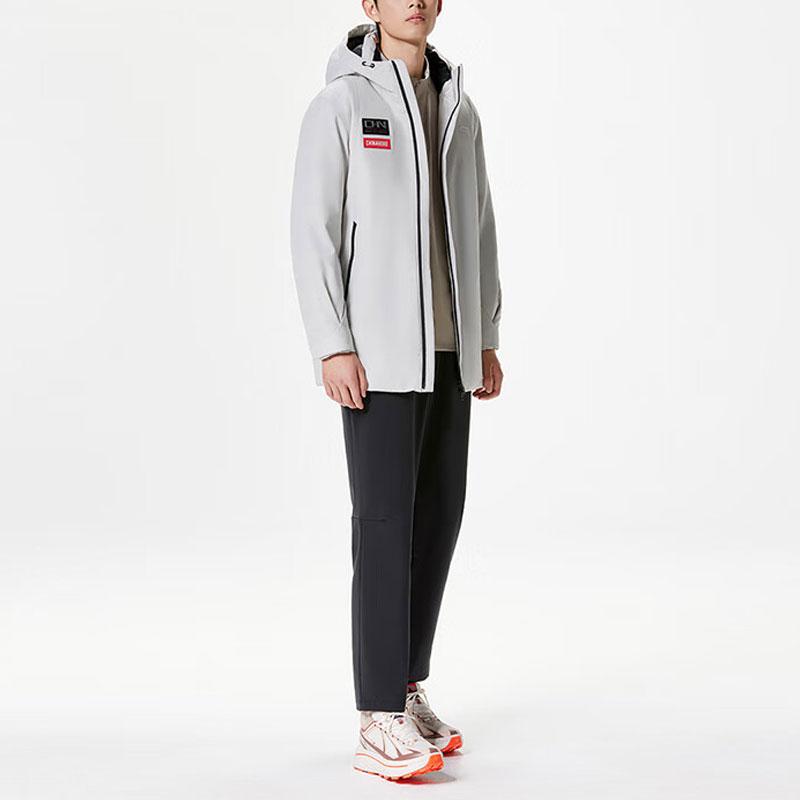 Anta Однотонная водонепроницаемая куртка средней длины с капюшоном, мужская верхняя одежда, трава-зима-серый 152417909-1