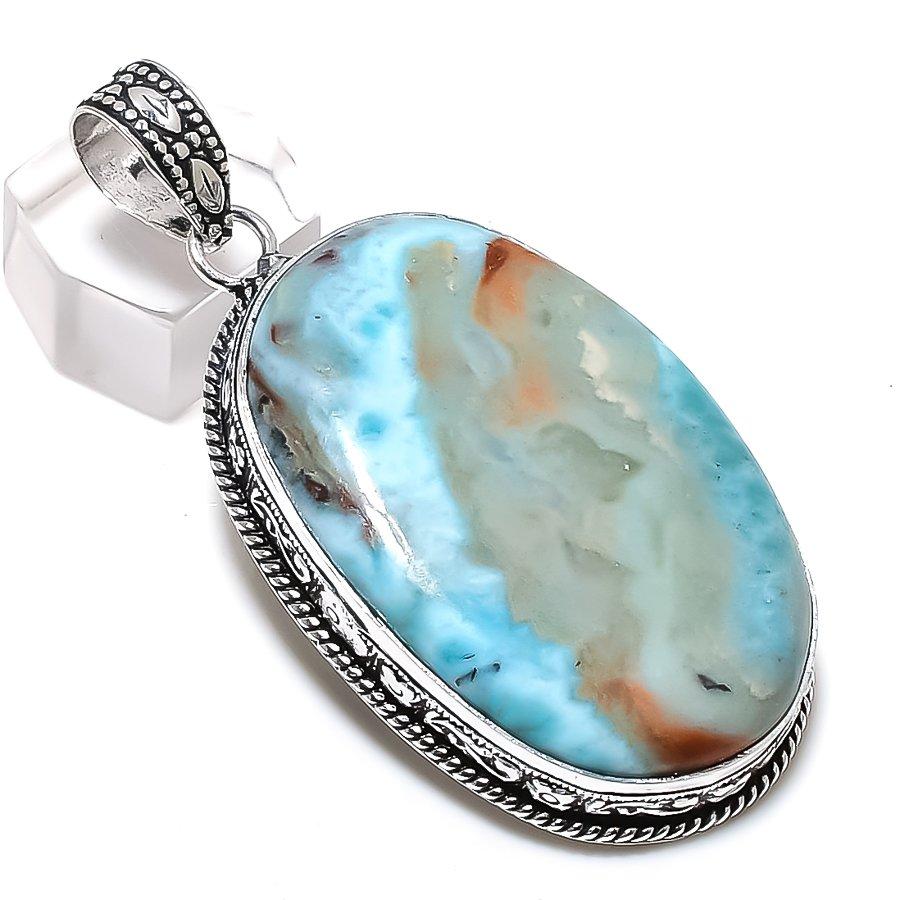 Ювелирный кулон Natural Republic Larimar из серебра 925 пробы с драгоценным камнем 2,64 дюйма s4o47