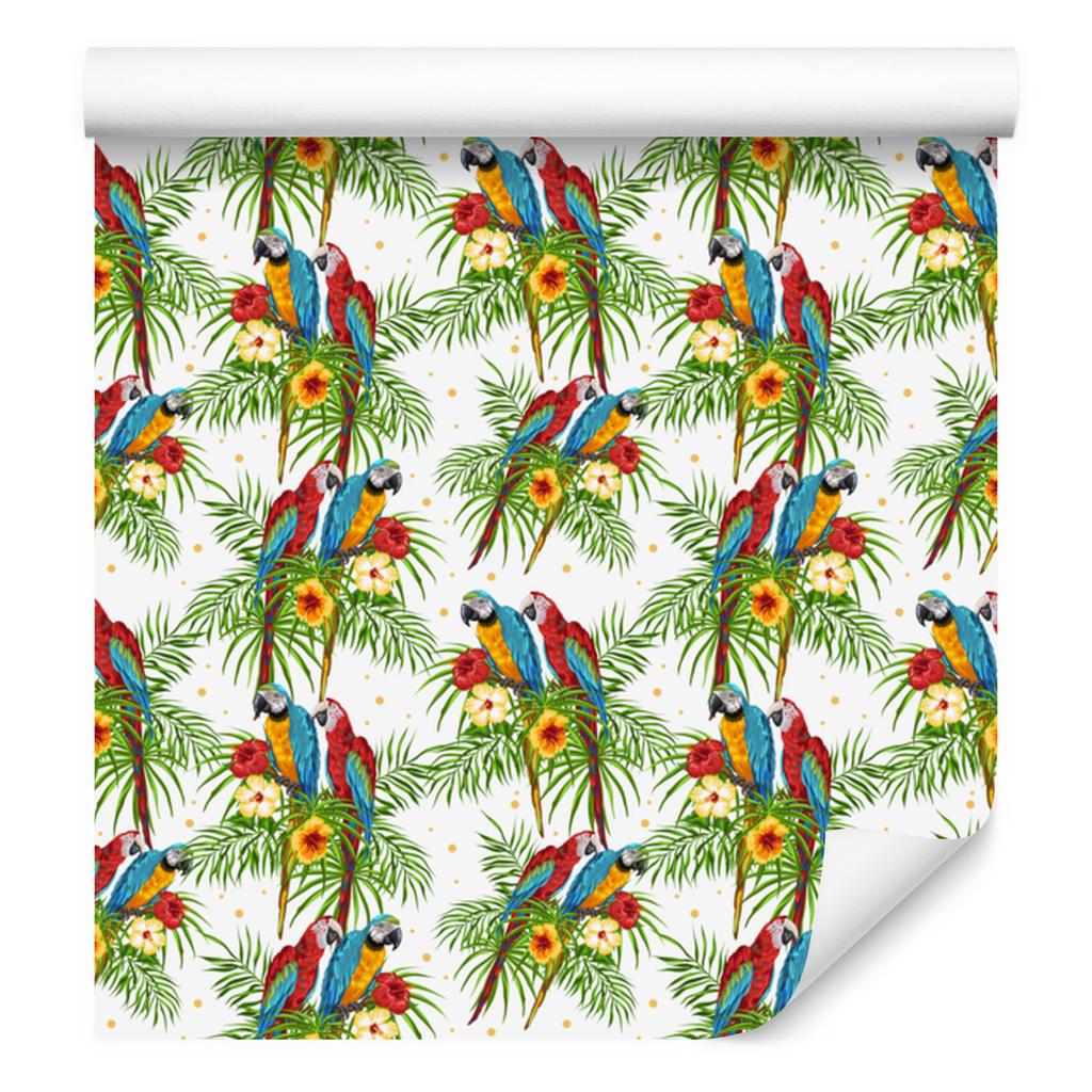 Lime and white parrot wallpaper for living room and bedroom 50x1000
