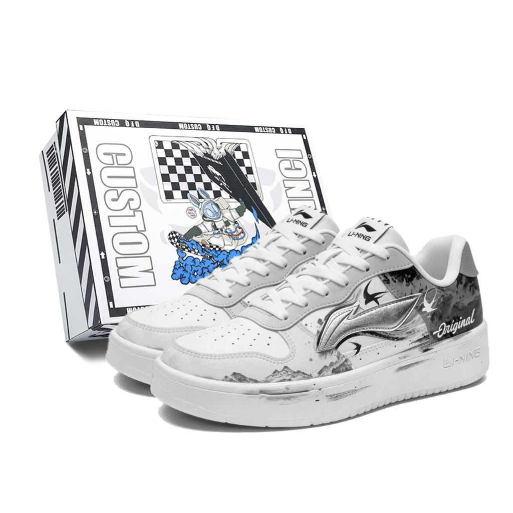 Li Ning Плывущая лодка Ласточка Чернильница Износостойкие Нескользящие Низкие Кеды для скейтборда Женские Белый AGCS420-6(TeamM--BOX)