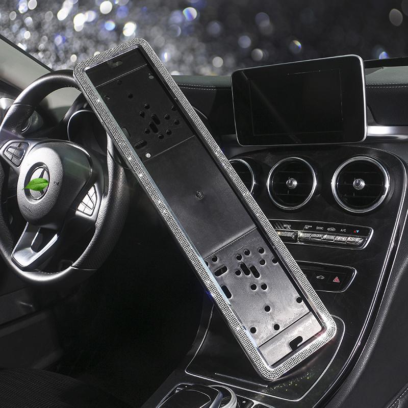 1PCS Russian Car License Plate Frame Crystal License Plate Frame Luxury Car Frame Plate Bling Car Accessories Interior for Woman