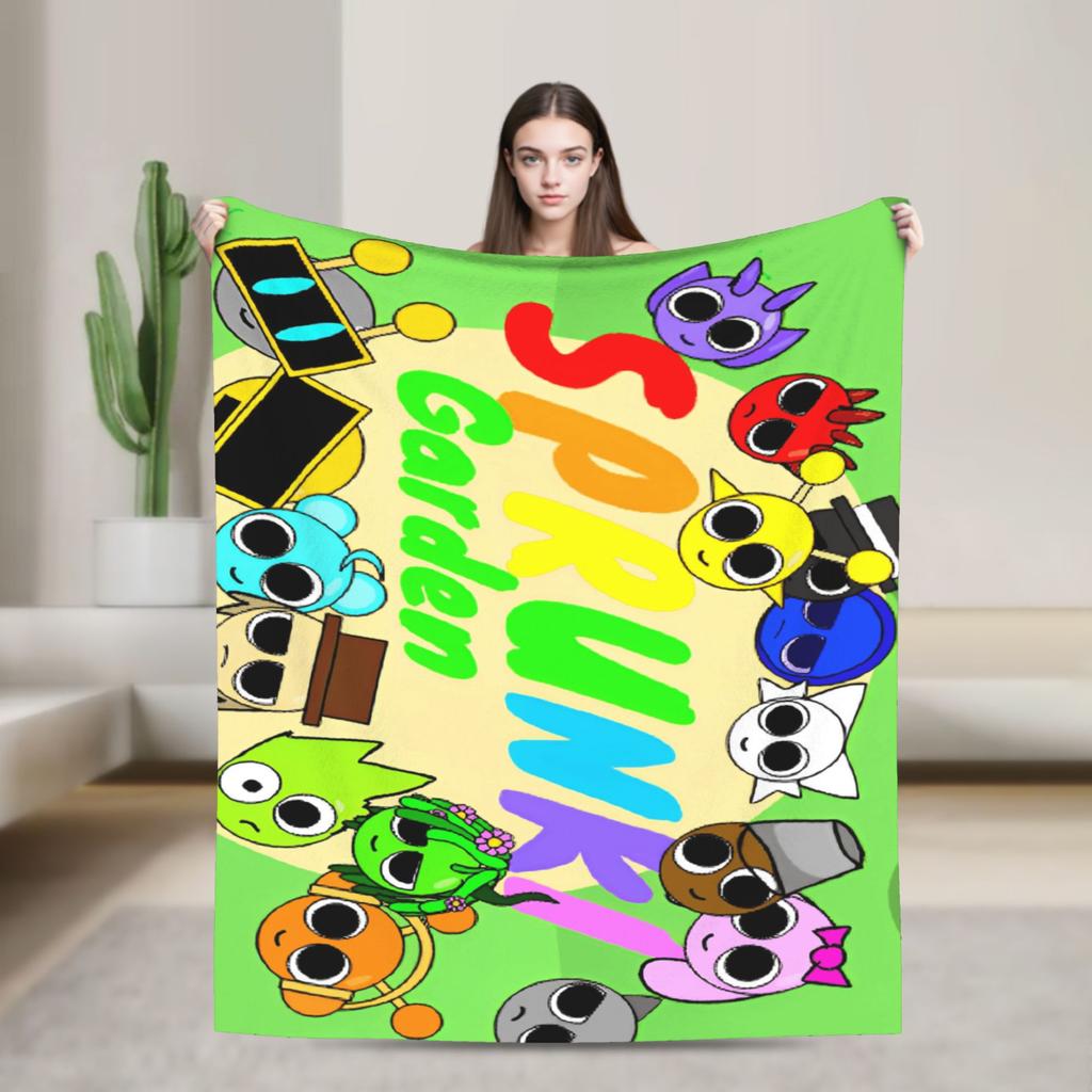 Sprunkis Characters Game Fuzzy Blanket  Funny Throw Blankets for Home 125*100cm Rug Piece