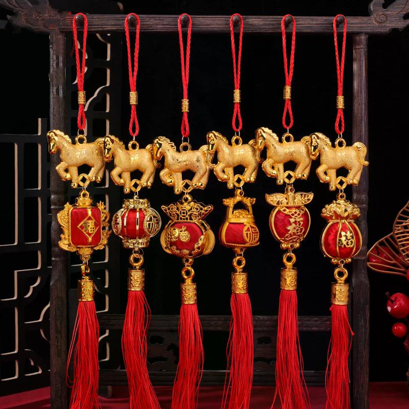 1/10 шт. 2026 год Лошади Настенное украшение Настольное украшение для автомобиля Китайский Новый год 3D Фонарик-лошадь Красный Золотой Подвеска Счастливый Декор Подарки