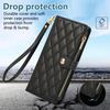 For iPhone 15 Pro Max Case Multi Card Slots Zipper Rhombus Leather Phone Cover with Wrist Strap