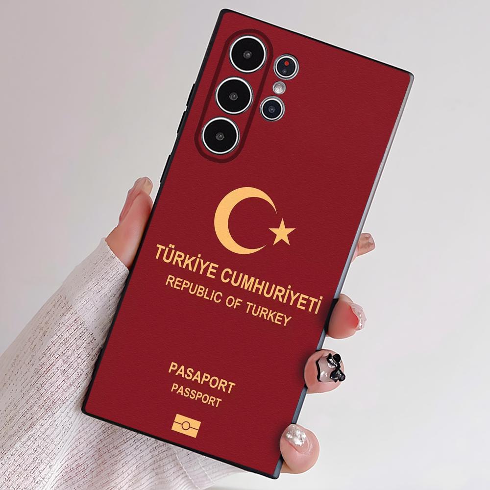 Чехол для телефона с флагом Турции и паспортом для Samsung S Series S21 S22 S23 S24 S25 FE Plus Ultra, мягкий ТПУ, приятный для кожи