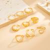 Salircon 9Pcs/Set Punk Glossy Hollowout Open Rings for Women Vintage Gold Color Adjustable Finger Rings Party Set Jewelry Gift