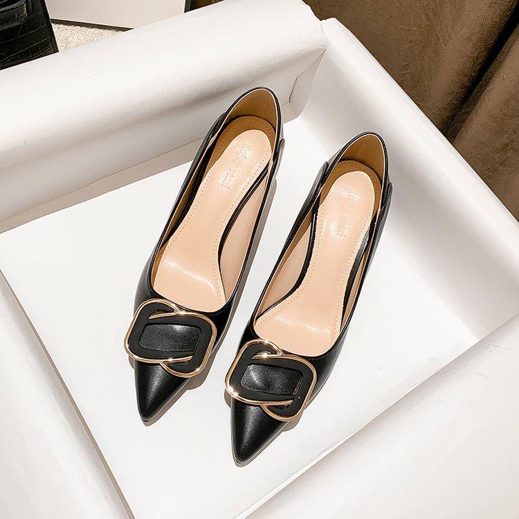 Туфли на высоком каблуке для женщин 2024 года, новые темпераментные профессиональные рабочие туфли с заостренным носком и неглубоким горлом, на шпильках, женские