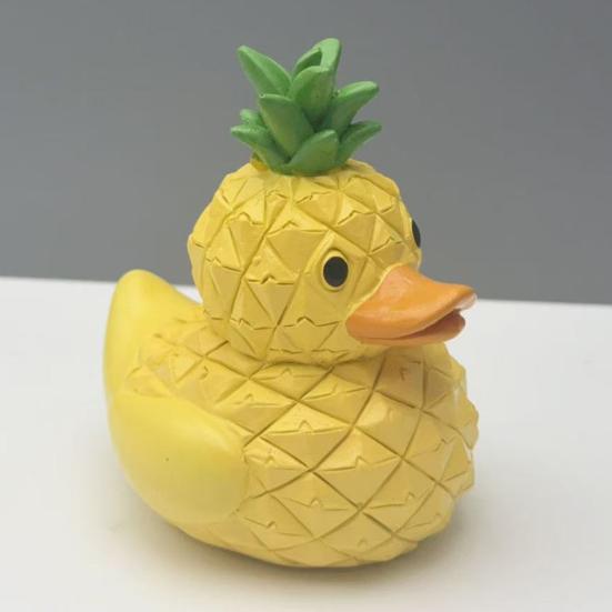 Fruit Duck Figurine Peach Pineapple Grape Strawberry Banana Resin Statue