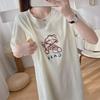Футболка для беременных и кормящих женщин в корейском стиле, свободный крой, короткий рукав, круглый вырез, средняя длина, летний стиль для беременных женщин