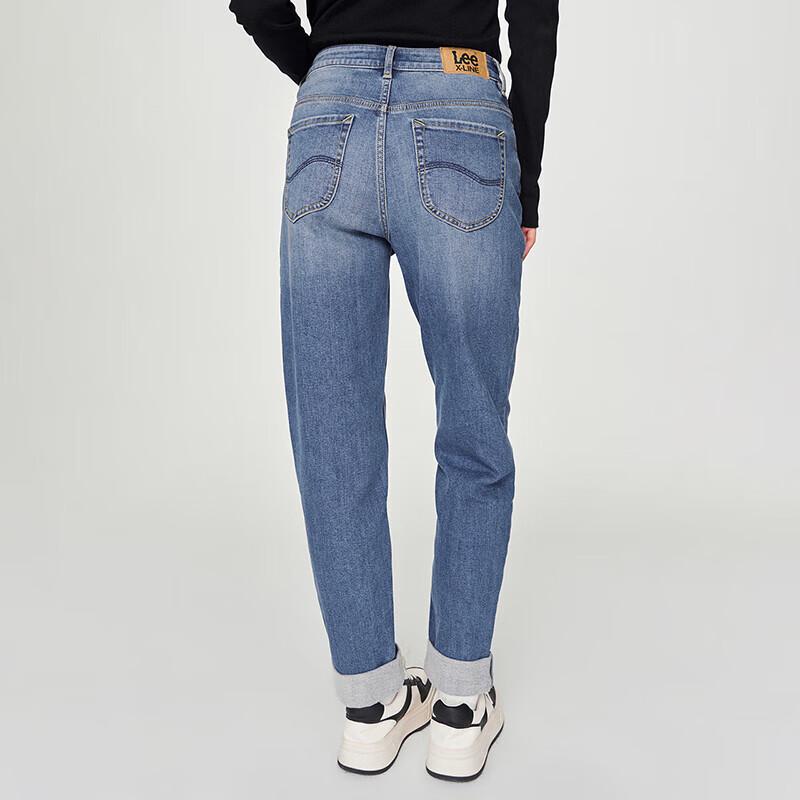 Lee 411 Женские джинсы с высокой талией, узкие, прямые, на флисовой подкладке