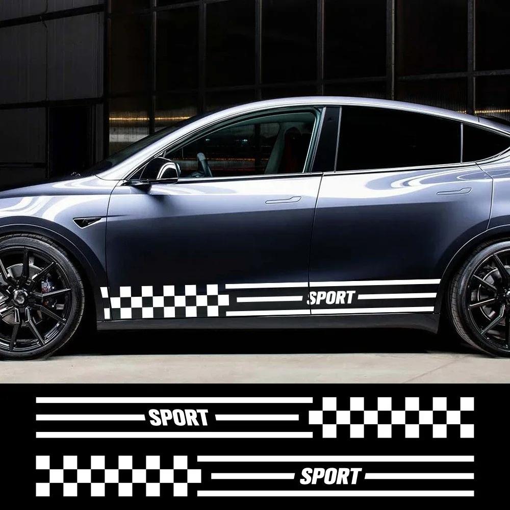 2PCS Car Door Side Stickers Waterproof PVC Vinyl Decals For Tesla Model Y Auto Body Styling DIY Decoration Stickers Accessories