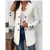 Весна Осень Зима Мода Однотонный Фактурный Двубортный Кардиган Декоративный Внутренний Карман Длинные Рукава