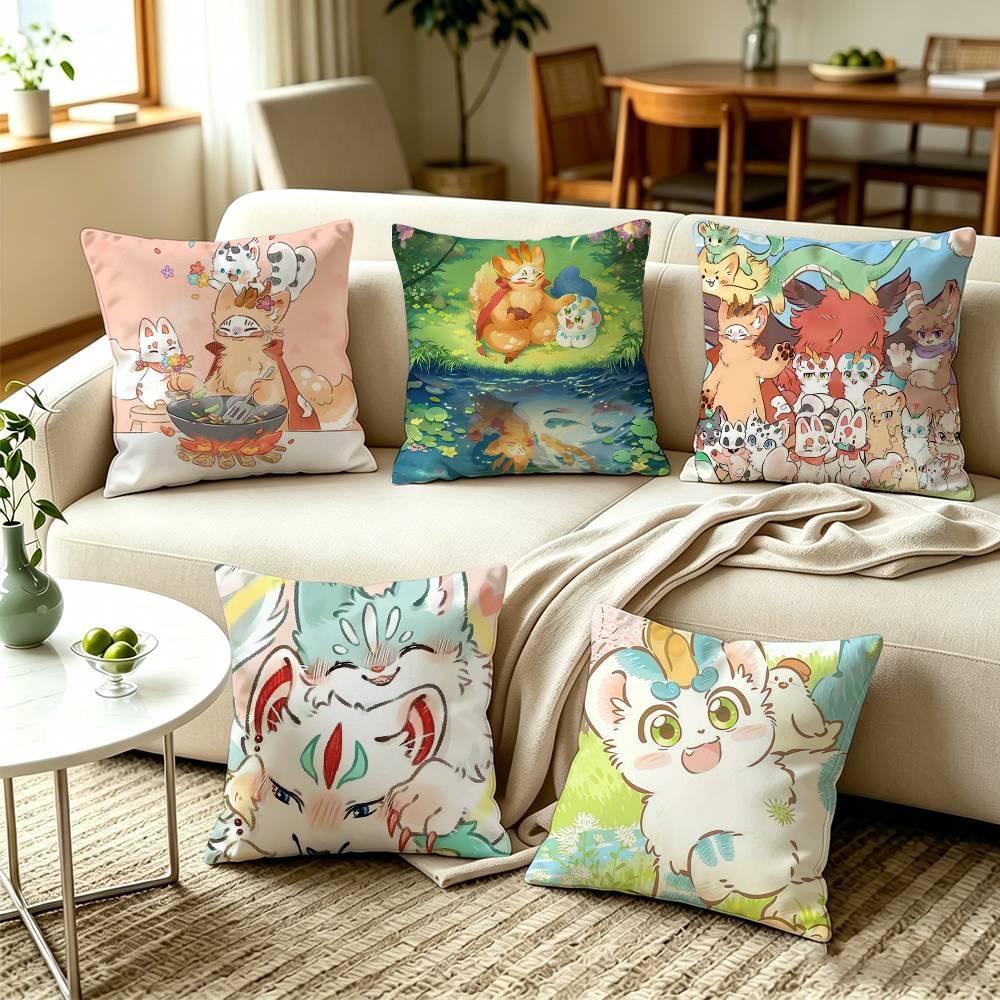 C-Cute Anime Fabulous Beasts Square Double-Sided printed Pillow Case Bedroom Bedside Pillow Sofa Cushion Cover