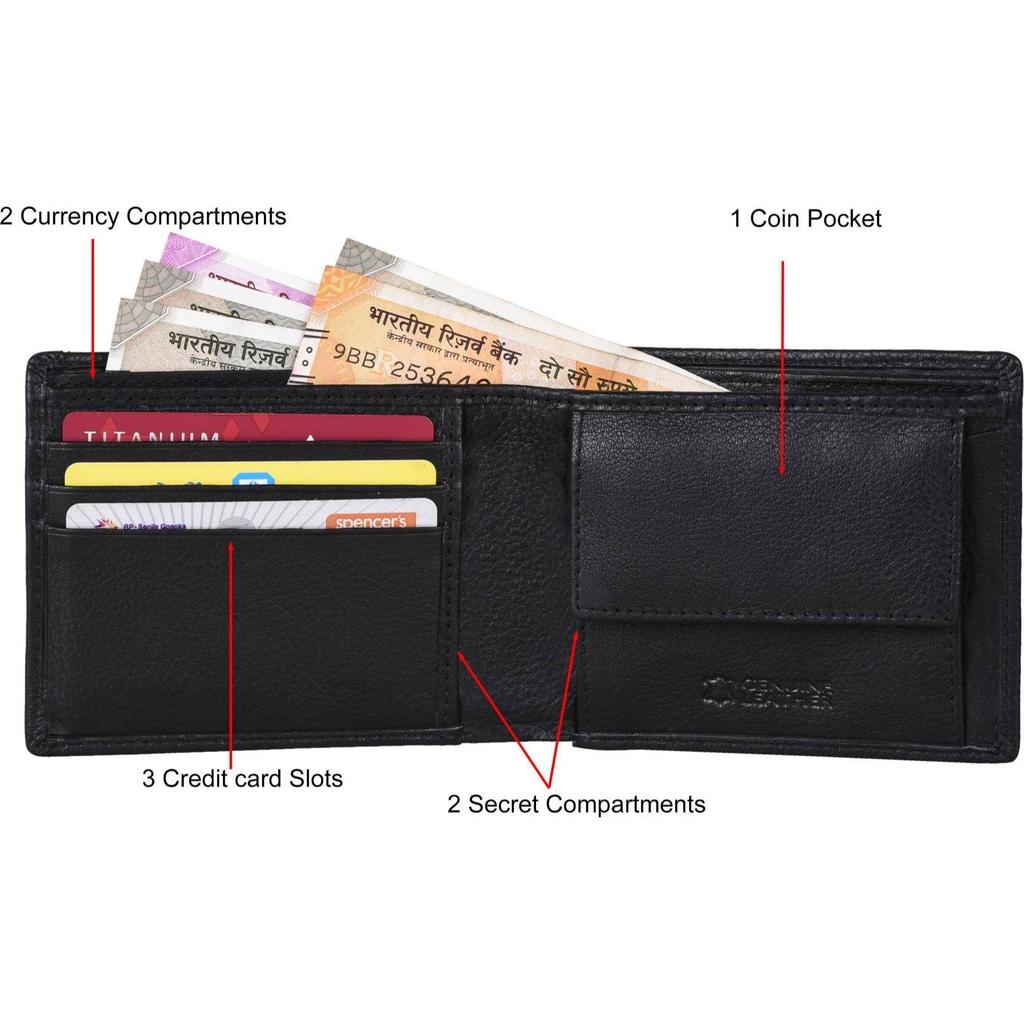 NEW Men Genuine Leather Wallet - Regular Size (7 Card Slots)