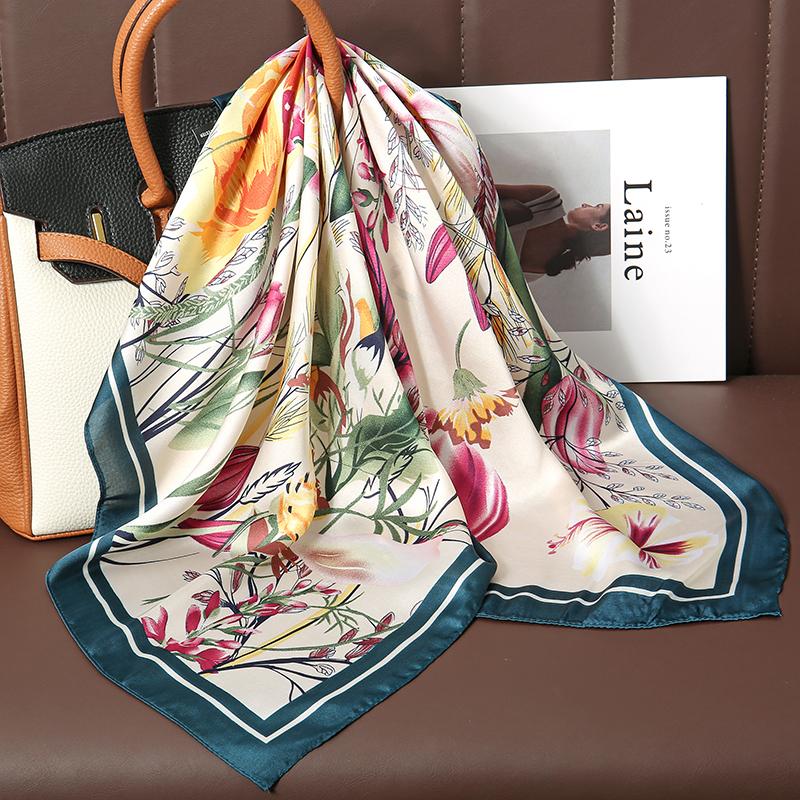 Luxury Brand Scarves for Women Shawl Print Silk Satin Hijab Scarf Female Bandana 70*70cm Square Shawls Scarfs For Ladies