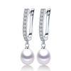 2025 Women Freshwater Pearl Earrings Zircon Fashion Drop Earring White Real Pearl Wedding Jewelry With Box